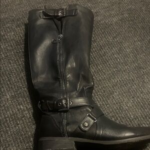 G by Guess Black Heeled Boots with Buckle Detail